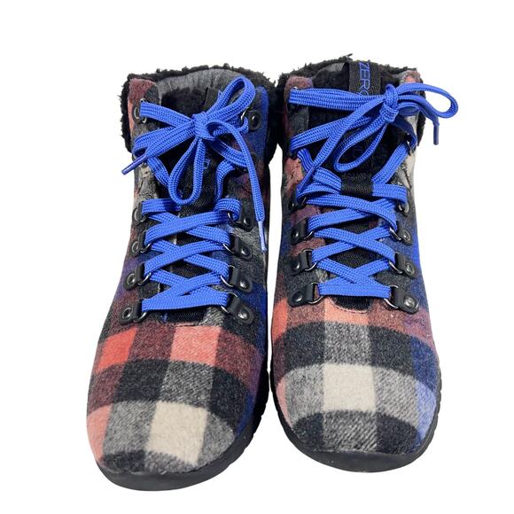 Cole Haan Zero Grand Insulated Wool Booties Women 10.5B Plaid Black Red Blue - Picture 5 of 11